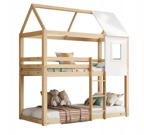 ΠΑΙΔΙΚΗ ΚΟΥΚΕΤΑ ΣΠΙΤΑΚΙ τ.MONTESSORI HOOD HM705.01 ΞΥΛΟ ΠΕΥΚΟΥ ΣΕ ΦΥΣΙΚΟ-ΣΤΡΩΜΑΤΑ 190x90εκ