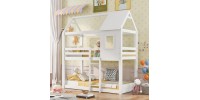 ΠΑΙΔΙΚΗ ΚΟΥΚΕΤΑ ΣΠΙΤΑΚΙ  τ.MONTESSORI HOOD HM705.03 ΞΥΛΟ ΠΕΥΚΟΥ ΣΕ ΛΕΥΚΟ-ΣΤΡΩΜΑΤΑ 190x90εκ