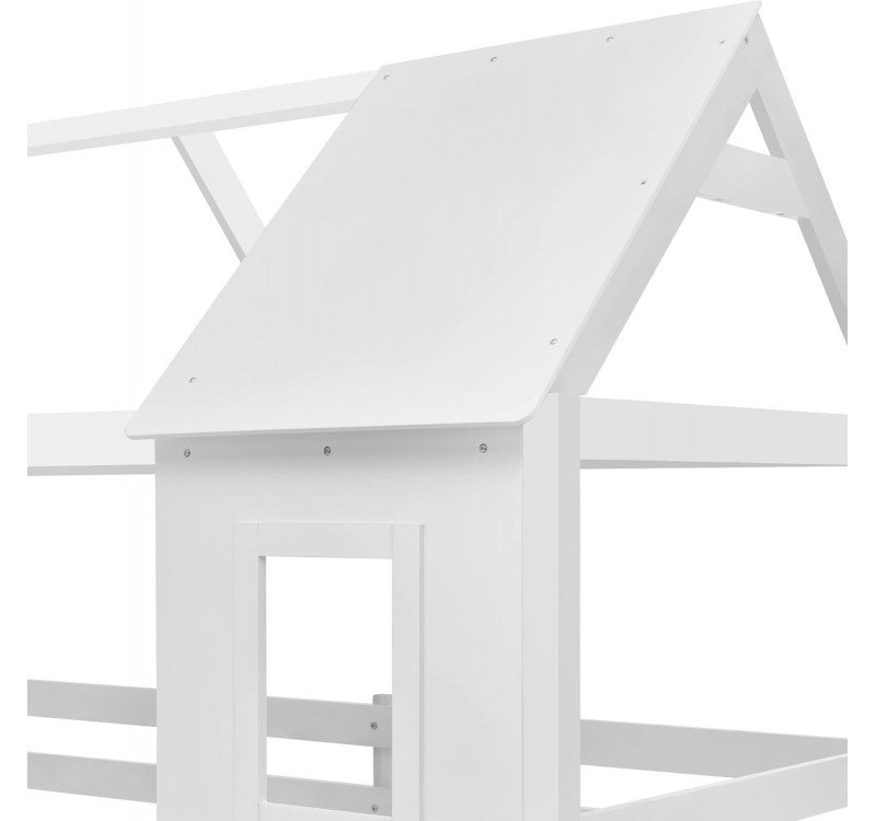 ΠΑΙΔΙΚΗ ΚΟΥΚΕΤΑ ΣΠΙΤΑΚΙ  τ.MONTESSORI HOOD HM705.03 ΞΥΛΟ ΠΕΥΚΟΥ ΣΕ ΛΕΥΚΟ-ΣΤΡΩΜΑΤΑ 190x90εκ