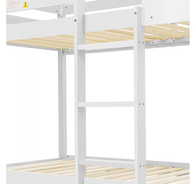 ΠΑΙΔΙΚΗ ΚΟΥΚΕΤΑ ΣΠΙΤΑΚΙ  τ.MONTESSORI HOOD HM705.03 ΞΥΛΟ ΠΕΥΚΟΥ ΣΕ ΛΕΥΚΟ-ΣΤΡΩΜΑΤΑ 190x90εκ