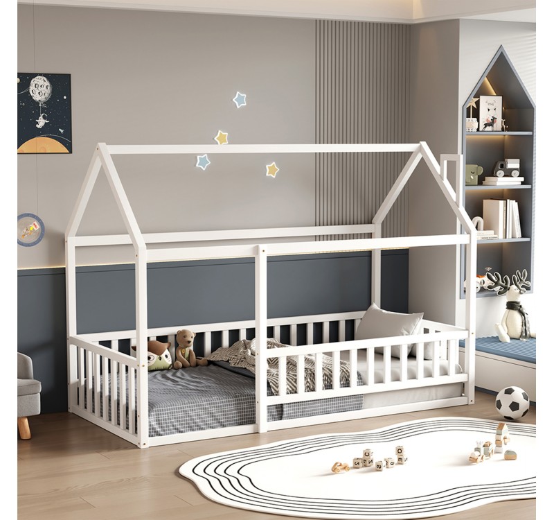 ΚΡΕΒΑΤΙ ΠΑΙΔΙΚΟ ΜΕ ΚΑΓΚΕΛΟ HOUSER HM706.03 τ.MONTESSORI ΞΥΛΟ ΠΕΥΚΟ ΛΕΥΚΟ-190x90εκ