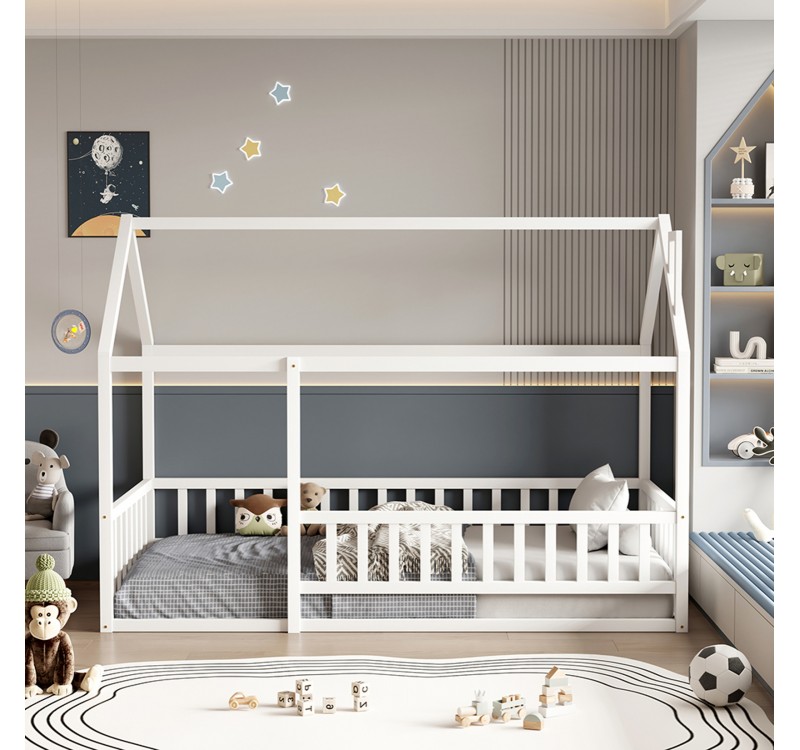 ΚΡΕΒΑΤΙ ΠΑΙΔΙΚΟ ΜΕ ΚΑΓΚΕΛΟ HOUSER HM706.03 τ.MONTESSORI ΞΥΛΟ ΠΕΥΚΟ ΛΕΥΚΟ-190x90εκ