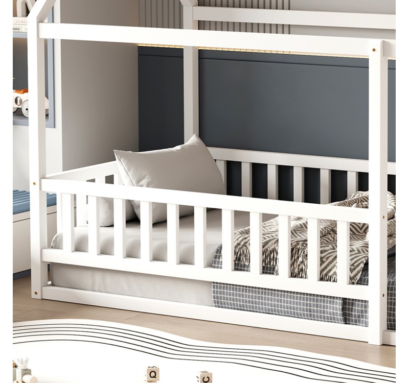 ΚΡΕΒΑΤΙ ΠΑΙΔΙΚΟ ΜΕ ΚΑΓΚΕΛΟ HOUSER HM706.03 τ.MONTESSORI ΞΥΛΟ ΠΕΥΚΟ ΛΕΥΚΟ-190x90εκ