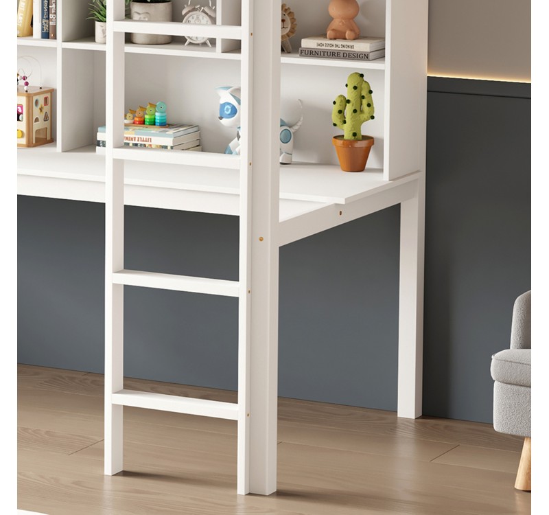 ΠΑΙΔΙΚH KOYKETA τ.MONTESSORI ΜΕ ΓΡΑΦΕΙΟ & ΒΙΒΛΙΟΘΗΚΗ LIBRO HM708.03 ΞΥΛΟ ΠΕΥΚΟΥ ΛΕΥΚΟ- 90x190εκ