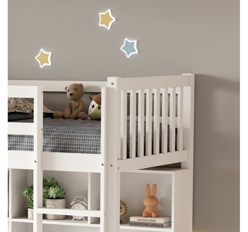 ΠΑΙΔΙΚH KOYKETA τ.MONTESSORI ΜΕ ΓΡΑΦΕΙΟ & ΒΙΒΛΙΟΘΗΚΗ LIBRO HM708.03 ΞΥΛΟ ΠΕΥΚΟΥ ΛΕΥΚΟ- 90x190εκ