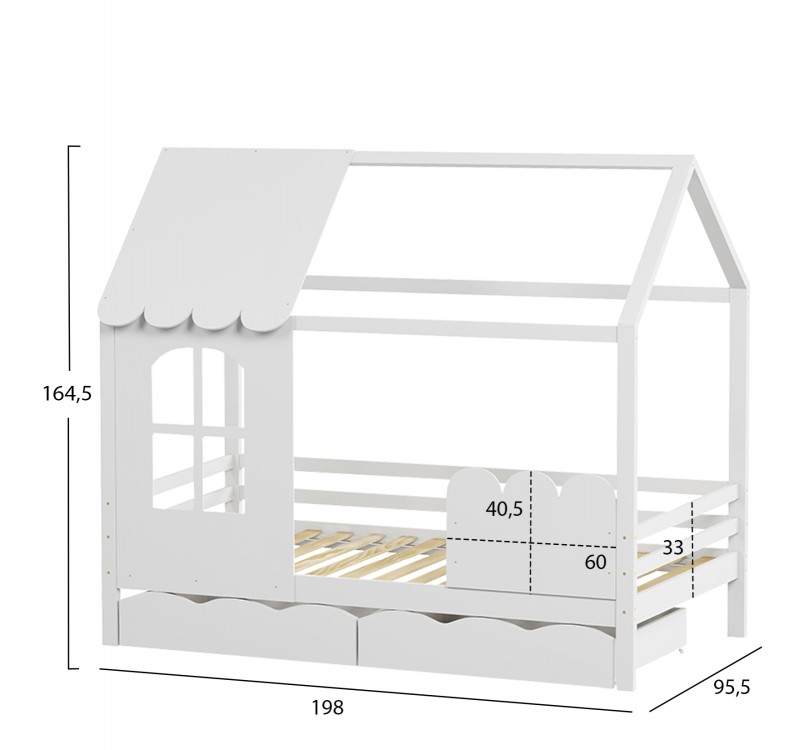 ΠΑΙΔΙΚΟ ΚΡΕΒΑΤΙ τ.MONTESSORI ΜΕ ΣΥΡΤΑΡΙΑ DOMER HM710.03 ΞΥΛΟ ΠΕΥΚΟΥ ΛΕΥΚΟ-ΣΤΡΩΜΑ 90x190εκ