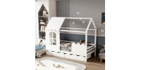 ΠΑΙΔΙΚΟ ΚΡΕΒΑΤΙ τ.MONTESSORI ΜΕ ΣΥΡΤΑΡΙΑ DOMER HM710.03 ΞΥΛΟ ΠΕΥΚΟΥ ΛΕΥΚΟ-ΣΤΡΩΜΑ 90x190εκ
