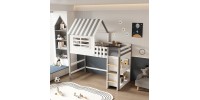 ΠΑΙΔΙΚΟ ΚΡΕΒΑΤΙ τ.MONTESSORI ΜΕ ΠΛΑΙΝΑ ΡΑΦΙΑ HOMI HM712 ΞΥΛΟ ΠΕΥΚΟΥ ΛΕΥΚΟ-ΓΚΡΙ-ΣΤΡΩΜΑ 90x190εκ