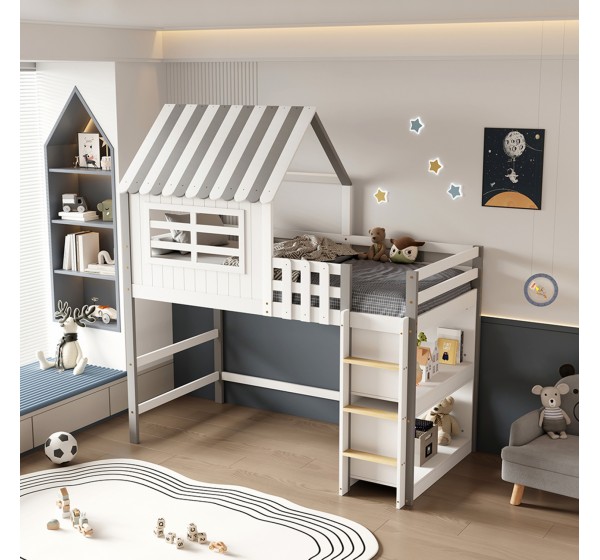 ΠΑΙΔΙΚΟ ΚΡΕΒΑΤΙ τ.MONTESSORI ΜΕ ΠΛΑΙΝΑ ΡΑΦΙΑ HOMI HM712 ΞΥΛΟ ΠΕΥΚΟΥ ΛΕΥΚΟ-ΓΚΡΙ-ΣΤΡΩΜΑ 90x190εκ