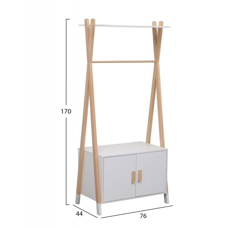 ΚΡΕΜΑΣΤΡΑ ΠΑΙΔΙΚH ΜΕ ΝΤΟΥΛΑΠΙ PASCHAL HM2495.03 ΜΕΛΑΜΙΝΗ-ΞΥΛΟ ΠΕΥΚΟΥ 76x44x170Υεκ