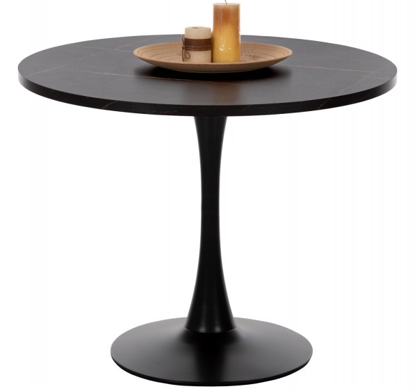 ΤΡΑΠΕΖΙ ΤΡΑΠΕΖΑΡΙΑΣ ROLLO HM9421.12 ΣΤΡΟΓΓΥΛΟ BLACK MARBLE Φ90x74Υεκ.