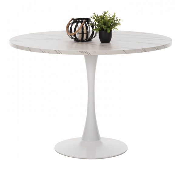 ΤΡΑΠΕΖΙ ΤΡΑΠΕΖΑΡΙΑΣ ROLLO HM9422.11 ΣΤΡΟΓΓΥΛΟ WHITE MARBLE Φ120x74Yεκ.
