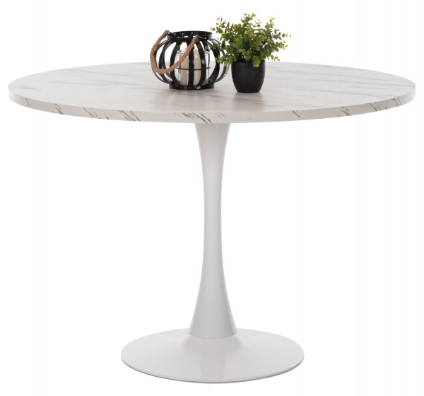 ΤΡΑΠΕΖΙ ΤΡΑΠΕΖΑΡΙΑΣ ROLLO HM9422.11 ΣΤΡΟΓΓΥΛΟ WHITE MARBLE Φ120x74Yεκ.