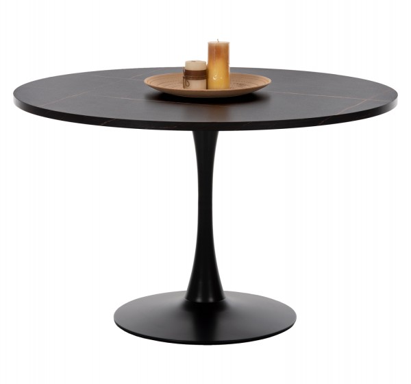 ΤΡΑΠΕΖΙ ΤΡΑΠΕΖΑΡΙΑΣ ROLLO HM9422.12 ΣΤΡΟΓΓΥΛΟ BLACK MARBLE Φ120x74Yεκ.