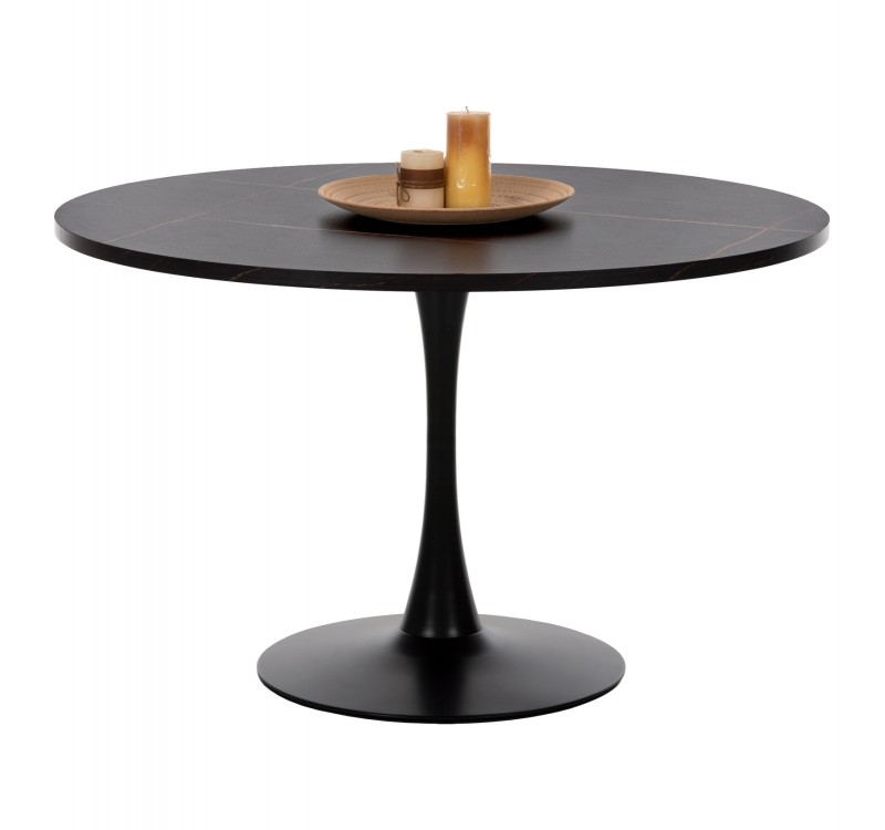 ΤΡΑΠΕΖΙ ΤΡΑΠΕΖΑΡΙΑΣ ROLLO HM9422.12 ΣΤΡΟΓΓΥΛΟ BLACK MARBLE Φ120x74Yεκ.