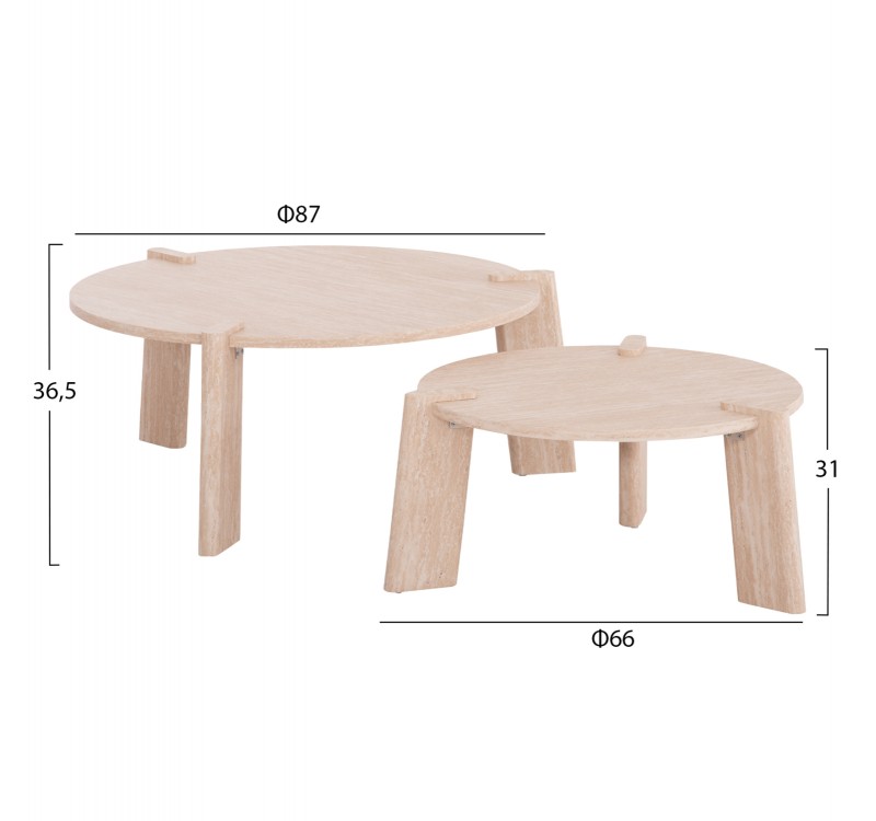 ΣΕΤ 2ΤΜΧ ΤΡΑΠΕΖΙΑ ΣΑΛΟΝΙΟΥ EQUIL HM9943.01 MDF ΜΕ ΜΕΛΑΜΙΝΗ-ΦΥΣΙΚΟ 66x66εκ + 87x87εκ