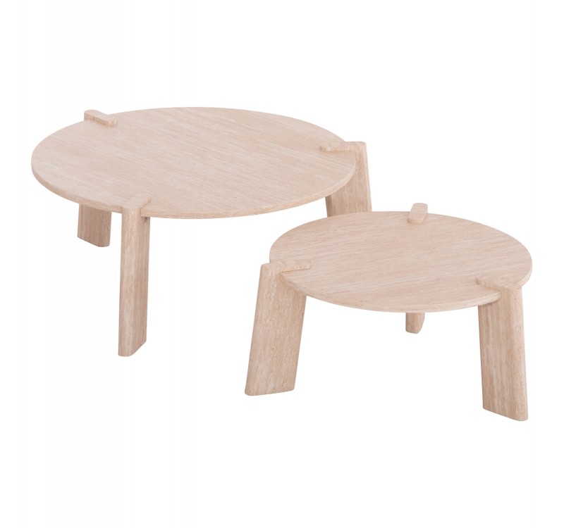 ΣΕΤ 2ΤΜΧ ΤΡΑΠΕΖΙΑ ΣΑΛΟΝΙΟΥ EQUIL HM9943.01 MDF ΜΕ ΜΕΛΑΜΙΝΗ-ΦΥΣΙΚΟ 66x66εκ + 87x87εκ