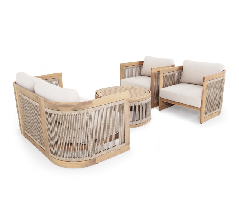 ΣΕΤ ΣΑΛΟΝΙ ΕΞ.ΧΩΡΟΥ 4ΤΜΧ ΣΕΙΡΑ ODYSSEY ΗΜ6264 ΞΥΛΟ ΑΚΑΚΙΑΣ-ΣΧΟΙΝΙ-ΜΠΕΖ ΥΦΑΣΜΑ