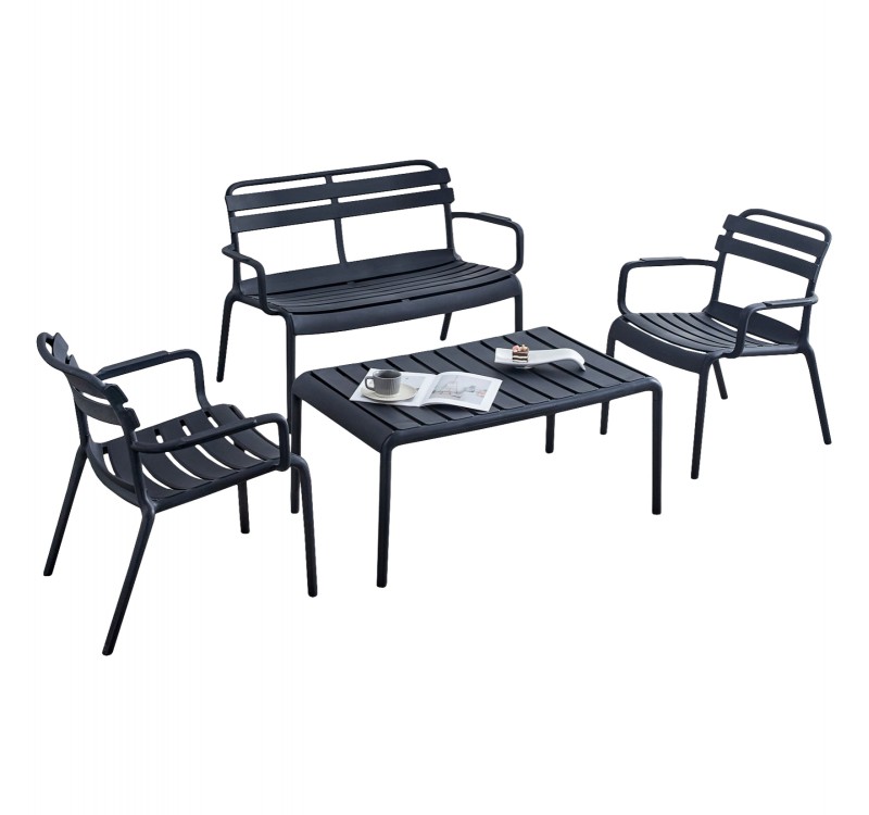 ΣΕΤ ΣΑΛΟΝΙ ΕΞΩΤΕΡΙΚΟΥ ΧΩΡΟΥ 4ΤΜΧ KORVER HM21096.02 ΠΟΛΥΠΡΟΠΥΛΕΝΙΟ ΜΑΥΡΟ