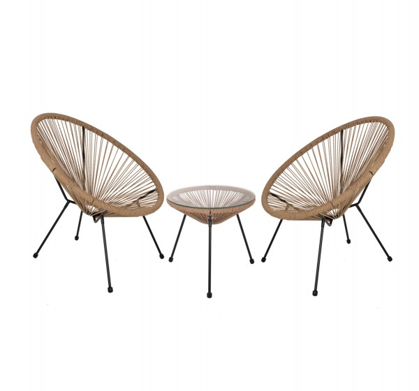 ΣΕΤ ΕΞΩΤ.ΧΩΡΟΥ 3ΤΜΧ ACAPULCO HM21111 ΤΡΑΠΕΖΙ & 2 ΠΟΛΥΘΡΟΝΕΣ ΣΕ ΜΑΥΡΟ-ΜΠΕΖ