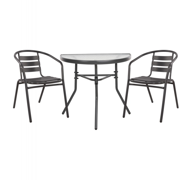 ΣΕΤ ΕΞΩΤ.ΧΩΡΟΥ 3ΤΜΧ LAURA HM21112 ΤΡΑΠΕΖΙ ΗΜΙΚΥΚΛΙΚΟ & 2 ΠΟΛΥΘΡΟΝΕΣ- ΓΚΡΙ