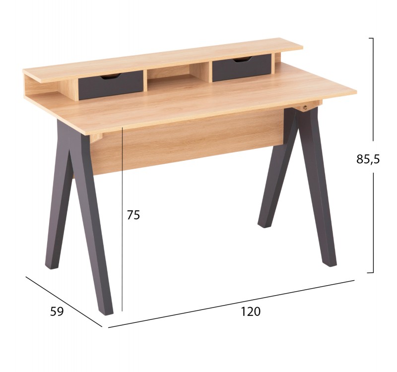 ΓΡΑΦΕΙΟ REXIN HM18290 ΜΕΛΑΜΙΝΗ ΣΕ SONAMA-ΓΚΡΙ 120x19-59x75-85,5ΥΥεκ.