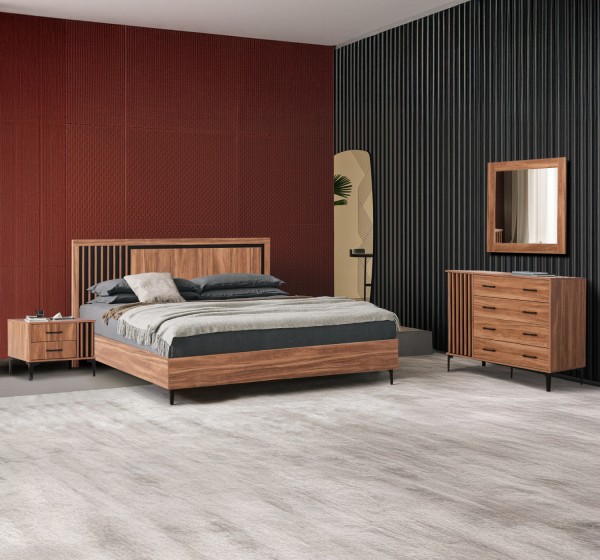 ΣΕΤ ΚΡΕΒΑΤΟΚΑΜΑΡΑΣ 4ΤΜΧ HARRY HM21115 ΜΕΛΑΜΙΝΗ ΣΕ ΦΥΣΙΚΟ ΞΥΛΟΥ & ΜΑΥΡΟ ΧΡΩΜΑ