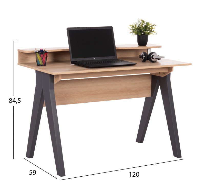 ΓΡΑΦΕΙΟ KRONEL HM18293 ΜΕΛΑΜΙΝΗ ΣΕ SONAMA-ΓΚΡΙ 120x59x84,5Υεκ.