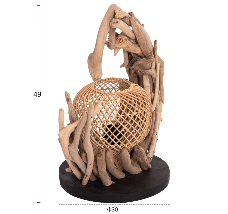 ΕΠΙΤΡΑΠΕΖΙΟ ΔΙΑΚΟΣΜΗΤΙΚΟ ΦΩΤΙΣΤΙΚΟ ASHIN HM4438 DRIFTWOOD--RATTAN 30x30x49Υεκ.