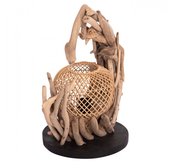 ΕΠΙΤΡΑΠΕΖΙΟ ΔΙΑΚΟΣΜΗΤΙΚΟ ΦΩΤΙΣΤΙΚΟ ASHIN HM4438 DRIFTWOOD--RATTAN 30x30x49Υεκ.