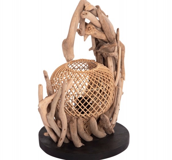 ΕΠΙΤΡΑΠΕΖΙΟ ΔΙΑΚΟΣΜΗΤΙΚΟ ΦΩΤΙΣΤΙΚΟ ASHIN HM4438 DRIFTWOOD--RATTAN 30x30x49Υεκ.