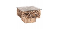 ΤΡΑΠΕΖΙ ΣΑΛΟΝΙΟΥ ΤΕΤΡΑΓΩΝΟ SPARROW HM9961 DRIFTWOOD--ΓΥΑΛΙ 75x75x51Υεκ.