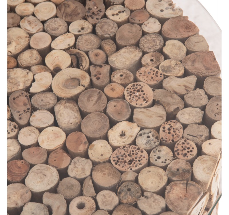 ΤΡΑΠΕΖΙ ΣΑΛΟΝΙΟΥ ΣΤΡΟΓΓΥΛΟ SPARROW HM9963 DRIFTWOOD--ΓΥΑΛΙ Φ65x51,5Υεκ.