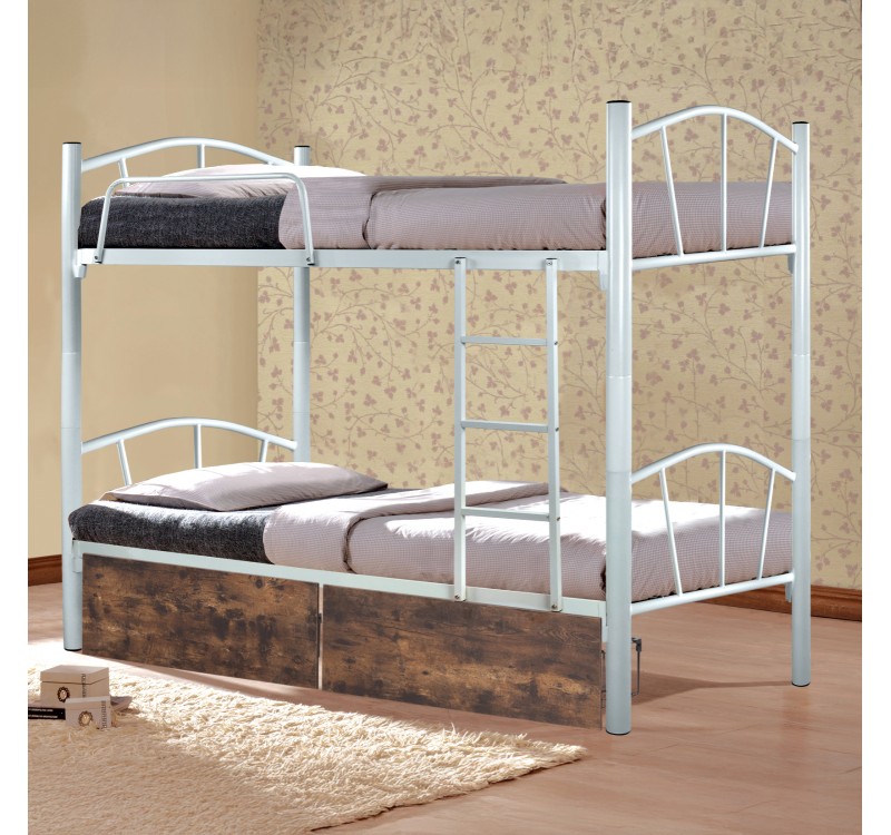 ΚΟΥΚΕΤΑ FLOOR HM21123 ΜΕΤΑΛΛΙΚΗ ΛΕΥΚΗ ΜΕ 2 ΕΠΙΔΑΠΕΔΙΑ ΣΥΡΤΑΡΙΑ ΚΑΦΕ 200x91,5x177,5Yεκ.