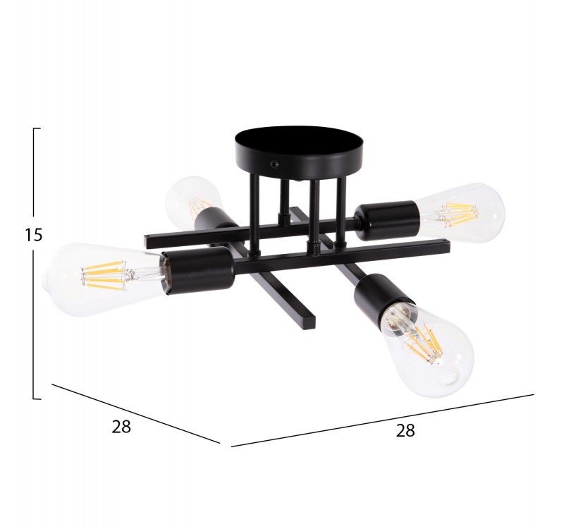 ΦΩΤΙΣΤΙΚΟ ΟΡΟΦΗΣ ΠΟΛΥΦΩΤΟ LIGHTY HM7428.11 ΜΕΤΑΛΛΟ ΣΕ ΜΑΥΡΟ 28x28x15Υεκ.