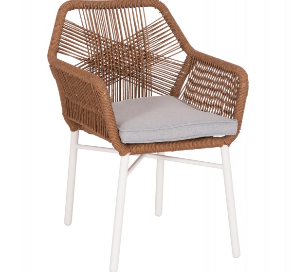 ΠΟΛΥΘΡΟΝΑ TOPIN HM6048.11 ΑΛΟΥΜΙΝΙΟ ΛΕΥΚΟ-P.E. RATTAN ΜΠΕΖ 59x63x81Υεκ