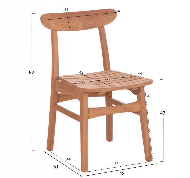 ΚΑΡΕΚΛΑ ΤΡΑΠΕΖΑΡΙΑΣ ΕΞ.ΧΩΡΟΥ ROBBIE HM18115 ΞΥΛΟ TEAK--ΦΥΣΙΚΟ 48x51x82Υεκ.