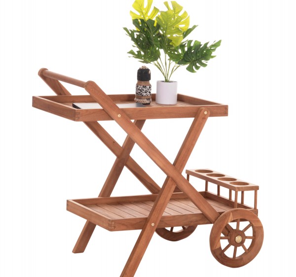ΔΙΣΚΟΣ ΣΕΡΒΙΡΙΣΜΑΤΟΣ ΣΕ ΤΡΟΛΕΥ ALFRED HM4579 ΞΥΛΟ TEAK--ΦΥΣΙΚΟ 86x56x80Υεκ.