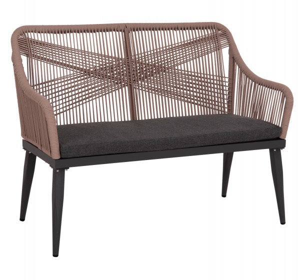 ΚΑΝΑΠΕΣ 2ΘΕΣΙΟΣ MYRTIA HM5550.12 AΛΟΥΜΙΝΙΟ ΑΝΘΡΑΚΙ--ΜΠΕΖ TESLIN ΣΧΟΙΝΙ 123x61x90Υεκ.