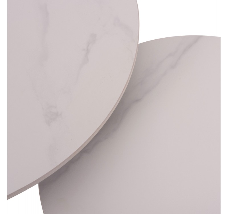 ΤΡΑΠΕΖΙA ΣΑΛΟΝΙΟΥ ΣΕΤ 2ΤΜΧ TALOS ΚΕΡΑΜΙΚΟ TOP ΜΕ ΟΨΗ ΛΕΥΚΟΥ ΜΑΡΜΑΡΟΥ HM18140.01 Φ70+Φ50