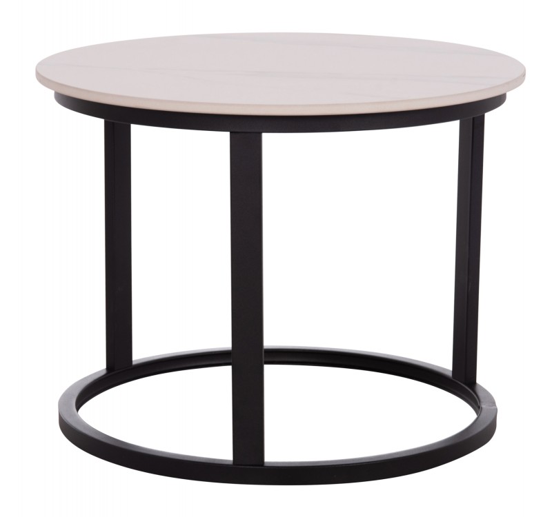 ΤΡΑΠΕΖΙA ΣΑΛΟΝΙΟΥ ΣΕΤ 2ΤΜΧ TALOS ΚΕΡΑΜΙΚΟ TOP ΜΕ ΟΨΗ ΛΕΥΚΟΥ ΜΑΡΜΑΡΟΥ HM18140.01 Φ70+Φ50