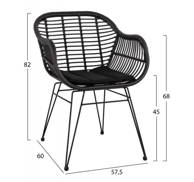 ΣΕΤ ΤΡΑΠΕΖΑΡΙΑΣ 3ΤΜΧ HM11871 ΜΕΤΑΛΛΟ & RATTAN ΣΕ ΜΑΥΡΟ ΧΡΩΜΑ