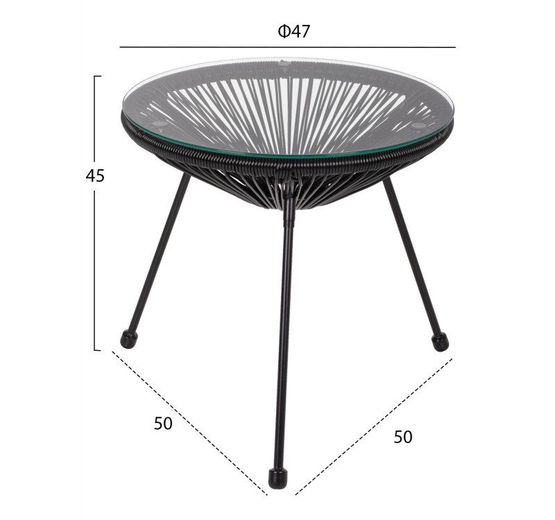 ΣΕΤ ΤΡΑΠΕΖΑΡΙΑΣ 3ΤΜΧ HM11871 ΜΕΤΑΛΛΟ & RATTAN ΣΕ ΜΑΥΡΟ ΧΡΩΜΑ