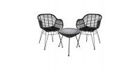 ΣΕΤ ΤΡΑΠΕΖΑΡΙΑΣ 3ΤΜΧ HM11871 ΜΕΤΑΛΛΟ & RATTAN ΣΕ ΜΑΥΡΟ ΧΡΩΜΑ