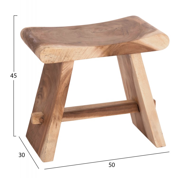 ΒΟΗΘΗΤΙΚΟ ΣΚΑΜΠΟ SADEL HM18294 ΞΥΛΟ SUAR--ΦΥΣΙΚΟ 50x30x45Υεκ.