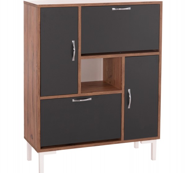 ΠΑΠΟΥΤΣΟΘΗΚΗ MEDY HM18187.02 ΜΕΛΑΜΙΝΗ ΣΕ ΦΥΣΙΚΟ & ΑΝΘΡΑΚΙ-ΜΑΥΡΑ ΠΟΔΙΑ 85x30x108.5Υεκ