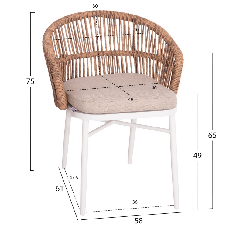 ΣΕΤ ΤΡΑΠΕΖΑΡΙΑΣ ΕΞ.ΧΩΡΟΥ 7ΤΜΧ KRUM HM21148 ΛΕΥΚΟ ΑΛΟΥΜΙΝΙΟ-P.E.RATTAN