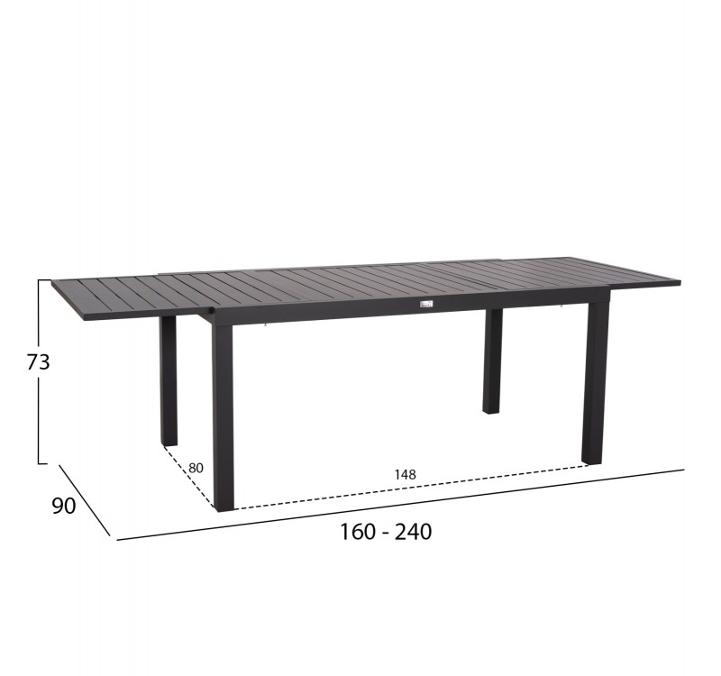 ΣΕΤ ΤΡΑΠΕΖΑΡΙΑΣ ΕΞ.ΧΩΡΟΥ 7ΤΜΧ KRUM HM21154 ΣΚΟΥΡΟ ΓΚΡΙ ΑΛΟΥΜΙΝΙΟ