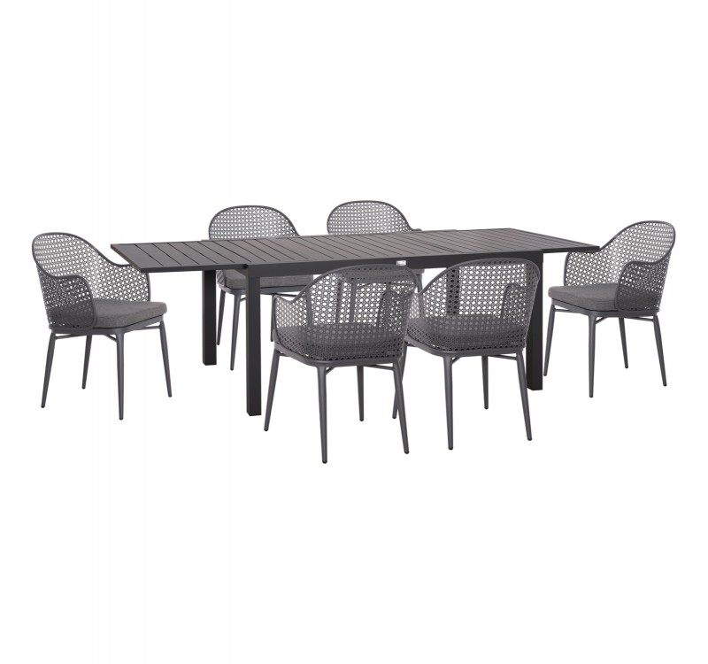 ΣΕΤ ΤΡΑΠΕΖΑΡΙΑΣ ΕΞ.ΧΩΡΟΥ 7ΤΜΧ KRUM HM21154 ΣΚΟΥΡΟ ΓΚΡΙ ΑΛΟΥΜΙΝΙΟ