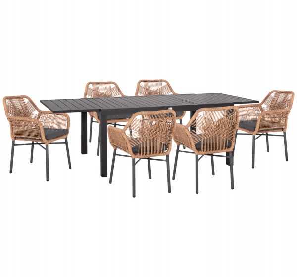 ΣΕΤ ΤΡΑΠΕΖΑΡΙΑΣ ΕΞ.ΧΩΡΟΥ 7ΤΜΧ KRUM HM21151 ΣΚΟΥΡΟ ΓΚΡΙ ΑΛΟΥΜΙΝΙΟ-P.E.RATTAN